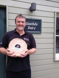 Dairy manager, Aled Rowlands, with the award-winning cheese.