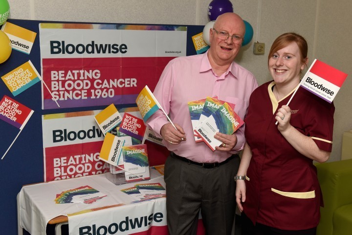 Steve Harris with a member of the Sentinel Care Services team who are looking to raise money for Blood Cancer Awareness this month.