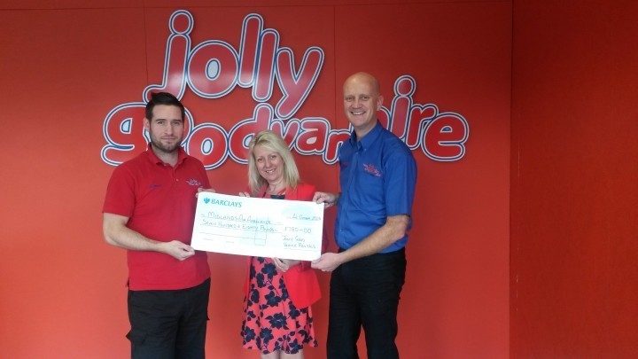 Jolly Good Van Hire with their cheque for midlands air ambulance